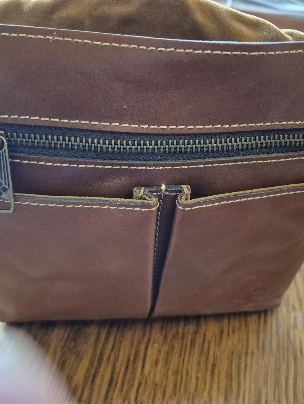 Patricia Nash Leather Crossbody Bag with Front Flap (Snaps) & Wallet Set - Brown